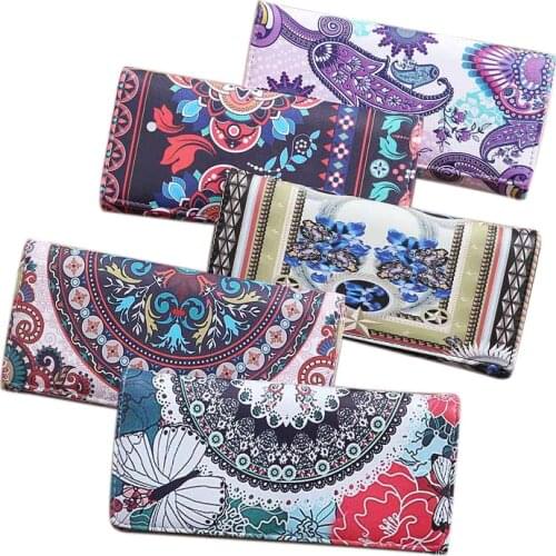 Women Durable PU Leather Long Purse Fashion Printing Card Holder Coin Bag Wallet Handbag 20 x 8CM