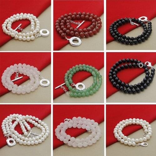 2019 New Fashion 925 Sterling Silver Freshwater Natural Pearl Necklace For Women Wedding Luxury Jewelry