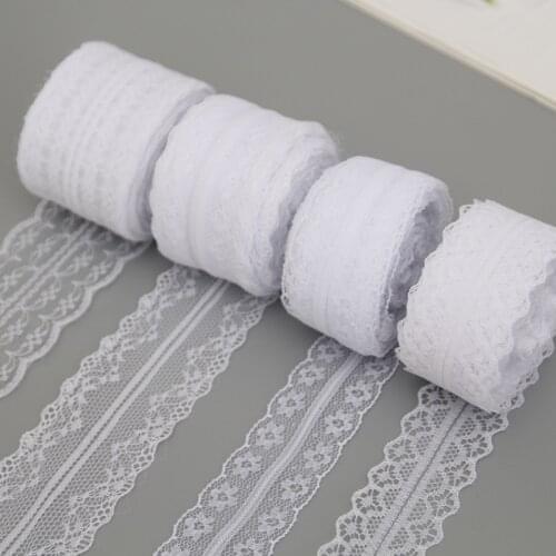 10m/roll fabric White Lace Ribbon Tape Lovely gift packing polyester Material DIY Embroidered For Sewing Webbing Decoration