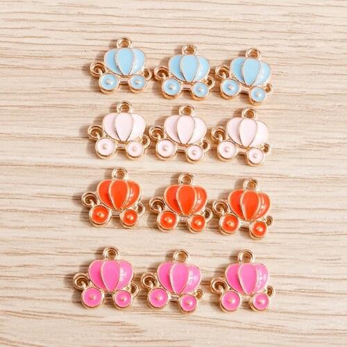 10pcs 13*12mm Enamel Pumpkin Car Charms for Jewelry Making 4 Colors Small Alloy Charms Pendants DIY Necklaces Earrings Accessory