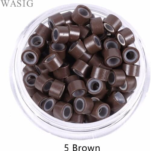 1000 pcs 5# brown 4.5mm*2.5mm*3mm Silicone MicroRing/Link/Bead Hair Extensions Tools 7 Colors Optional