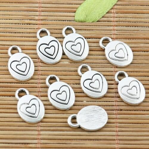20pcs tibetan silver tone heart pattern charms EF2206