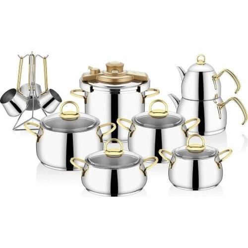 2021 COOKWARE SET 18 pieces non-stick granite pots teapot pressure cooker fireproof first class quality turkish production