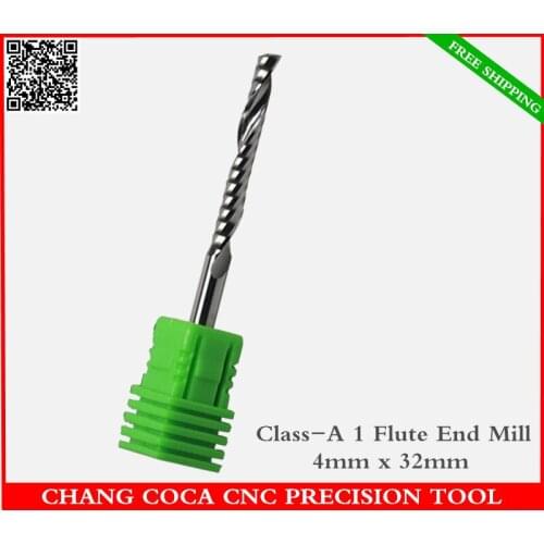 4mm*32mm,Freeshipping CNC machine solid carbide End Mill,tungsten steel 1 flute spiral milling cutter,PVC,MDF,Acrylic cutter