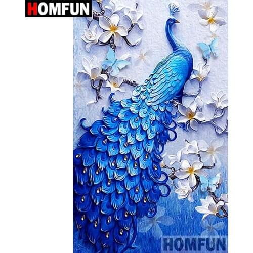 HOMFUN Full Square/Round Drill 5D DIY Diamond Painting "Animal peacock" Embroidery Cross Stitch 5D Home Decor Gift A07701