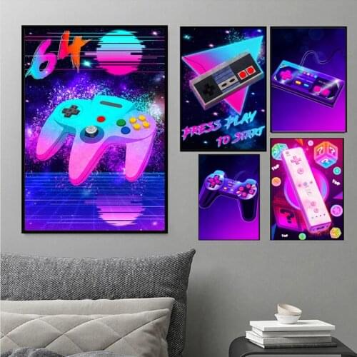 5D DIY Diamond Embroidery Neon Vaporwave Gamepad Game Diamond Painting Cross Stitch Kit Mosaic Art Picture of Rhinestones Deco