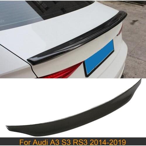 Car Rear Trunk Wing Lip Spoiler for Audi A3 S3 RS3 2014 - 2019 Carbon Fiber Rear Trunk Boot Lip Wing Spoiler Sticker