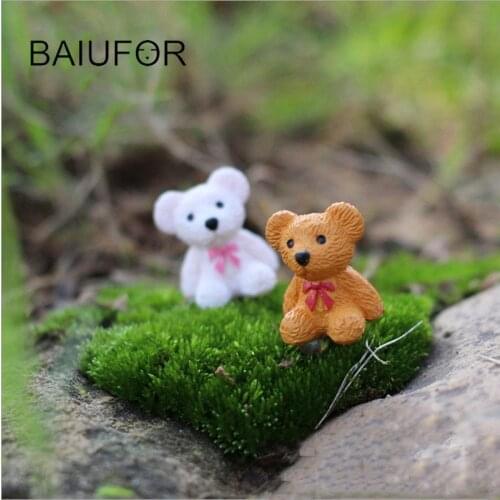BAIUFOR Mini Bear Craft Miniatures for Fairy Garden Terrariums Figurines Succulents Decor Thumb Animal for home decor 4pca/lot