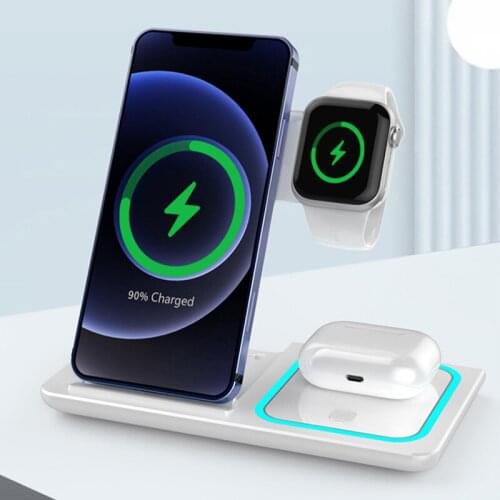 15W Fast Wireless Charger 3 In 1 Qi Charging Dock Station For Airpods Pro IWatch IPhone 12 11 Pro XS Huawei Samsung