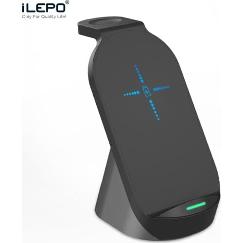 ILEPO 3 in 1 Wireless Charger For Iphone 12/11/XS/X QI 15W Fast Charge For Apple Watch 5/4 Airpods pro Phone Charge Stand Mount