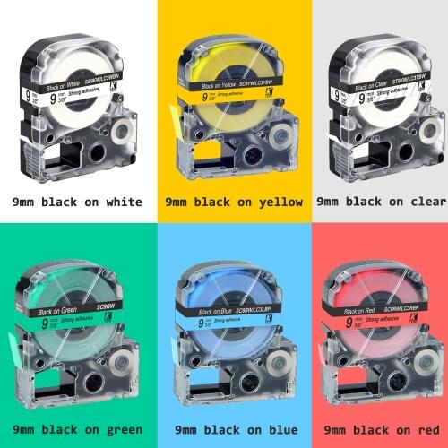 CIDY 6 ROLLS wholesale 9MM ST9KW SS9KW SC9GW SC9YW SC9BW SC9RW laminated tape for kingjim/epson with factory price