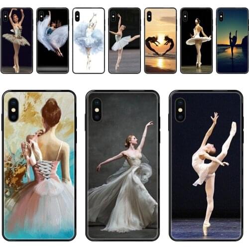 For Samsung Galaxy Note 4 8 9 10 20 Plus Pro Ultra J6 J7 J8 M30s M80s 2017 2018 Colorways Ballet Girl Dance Black Soft TPU