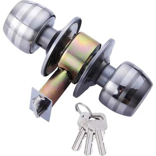 Door Handle Lock Privacy Pass Round Sliver Steel Shower Home Bathroom Stainless Entrance Ball I0B5
