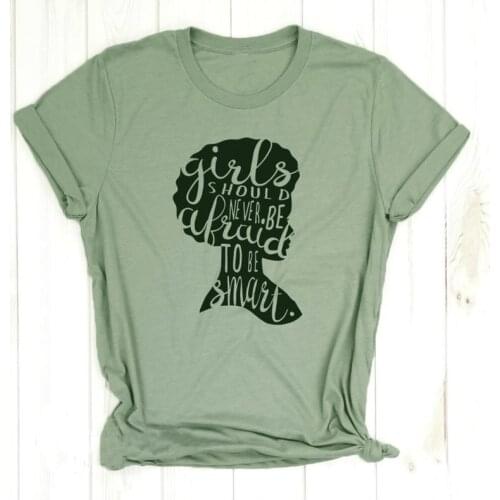 Afro girls should never be afraid to be smart T-Shirt Girl Power Graphic Black Design Slogan Tee Empowering Girls Feminist Tops