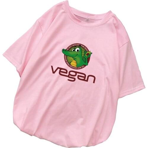 Harajuku T Shirt Cotton Casual Ladies Tops Korean Clothes Women Kawaii Cartoon Vegan Crocodile Avocado Print Fashion Female Tees
