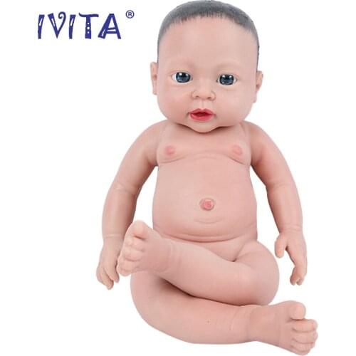 IVITA WG1503H 41cm 2000g 100% Full Body Silicone Baby Doll Painted Hair Realistic Reborn Baby Doll For Children Christmas Toys