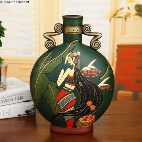 Chinese Creative Ceramic Vase Living Room Dried Flowers Flower Arrangement Accessories Souvenir Furnishings Home Decoration