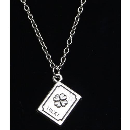 New Fashion Necklace 15x13x3mm lucky clover book Pendants Short Long Women Men Colar Gift Jewelry Choker