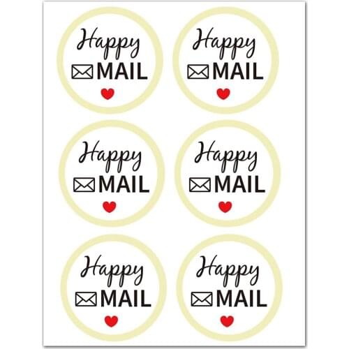 Round Happy Mail Stickers 2 Inch Red Heart Happy Mail Labels Packaging Envelope Sealing Stickers for Small Business Retailers
