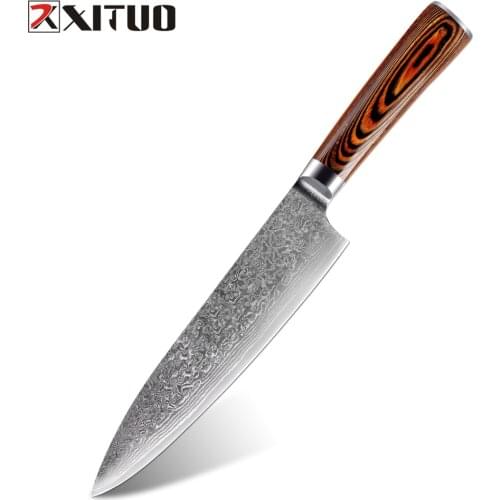 XITUO 8" inch kitchen knife damascus Japanese vg10 chef knife Damascus steel sharp santoku knife wood handle wholesale price EDC