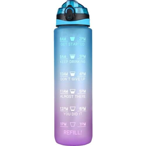 Summer Outdoor Fitness Travel Plastic Clear Portable Water Bottle With Time Marker Leakproof BPA Free Bottle For Sports
