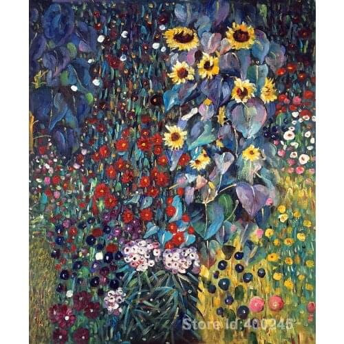 Best Art Reproduction Farm Garden with Sunflowers Gustav Klimt Paintings for sale hand painted High quality