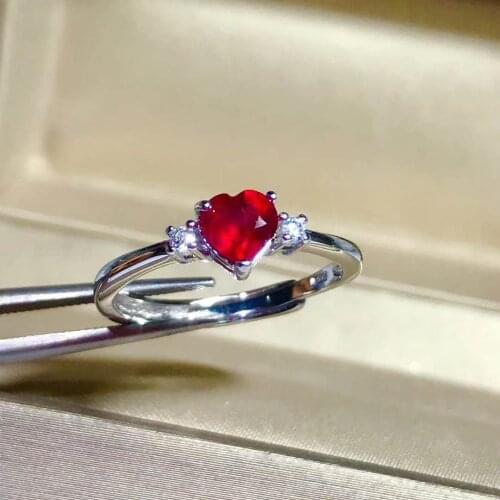 Love Heart Style 100% Natural And Real Ruby Ring Wedding Ring Fine Jewelry Wholesale 925 sterling silver Ring