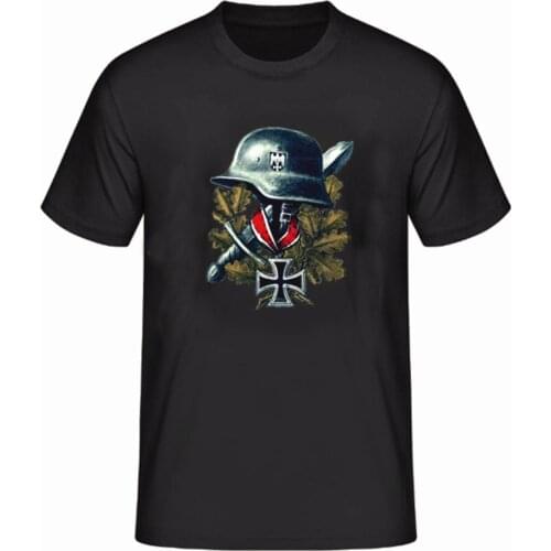 Wehrmacht Stahlhelm Knights Cross, Sword T-Shirt , Cotton O-Neck Short Sleeve Mens T-Shirt New Size S-3XL