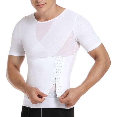 Men Body Shaper Vest Tummy Control Abs Abdomen Undershirts Tank Top Compression Slimming Shirts with Waist Trainer Girdle