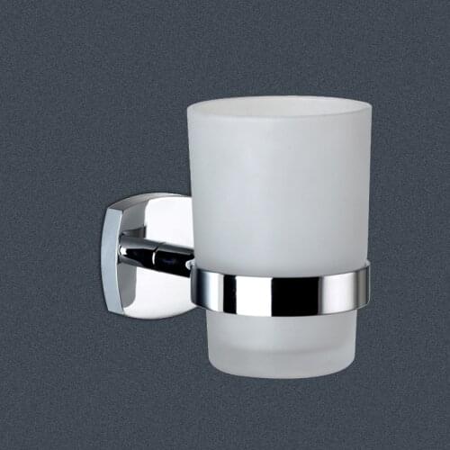 Hotel Toothpaster Accessories Home Bathroom Organizer Toothbrush Holder Square Glass Cup Wall Mounted Stainless Steel Round