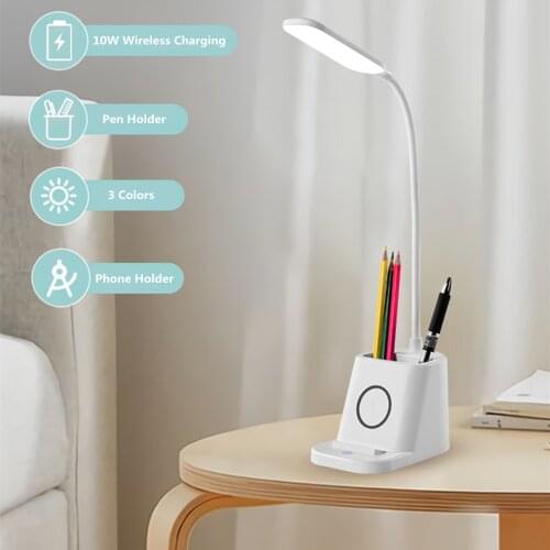 20LEDs Table Lamps USB Desk Lamp Eye Protection Lights Touch Adjustment Reading Bedside Lamp With Wireless Charger For Smarphone