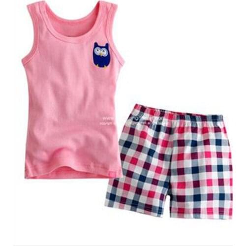 New Summer Kids Pajamas Suits Girls Vest+Short Pants Cotton Children Fashion Clothing Baby Boys Sleepwaear Nightwear Pyjamas Set