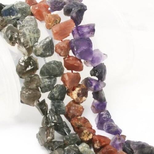 Wholesale 38pcs Raw Smoky Irregular Crystal Beads Rough Punched Natural Stone Side-Drilled Hole Nugget Bead