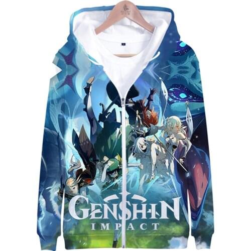 Genshin Impact 3D print autumn and winter Holiday passionate style Men/Women Kawaii Youthful Harajuku vitality Style Zip hooded