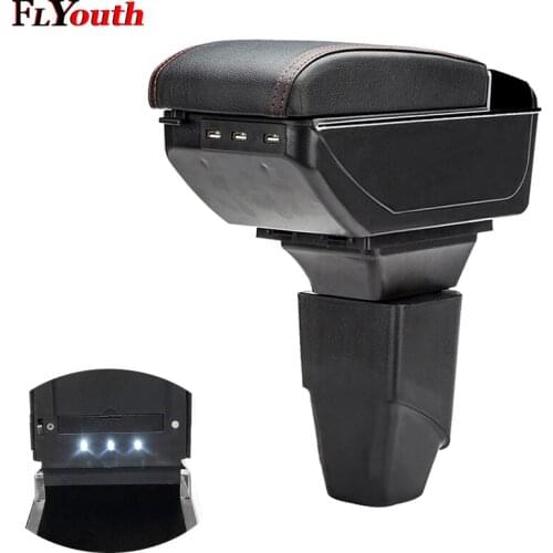Armrest Box For Peugeot 207 206 2006-2013 USB Charging LED Light Car Arm Rest Rotatable Centre Console Storage Box Car Styling