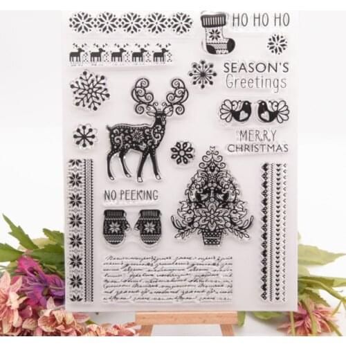 Deer Snowflake Transparent Clear Silicone Stamp Seal Cutting DIY Scrapbook Rubber Coloring Embossing Diary Decor Reusable T1744