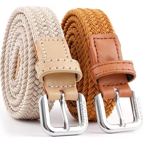 Canvas Elastic Belt Knitted Thin Waist Belts Unisex Casual Woven Belt Child Elastic Belts Men Jeans Alloy Pin Buckle Waistband