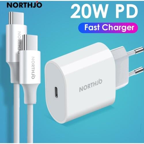 NORTHJO USB Type C Quick Charge PD 20W 18W Fast Charger Cable QC 3.0 Charging for iPhone 12 11 8 Huawei Xiaomi Redmi Samsung LG