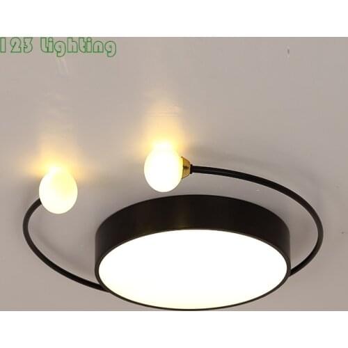 Modern Dimmable LED Ceiling Lamp Black Grey White Green Painted Metal Living Room Bedroom Lighting Fixtures Remote Control