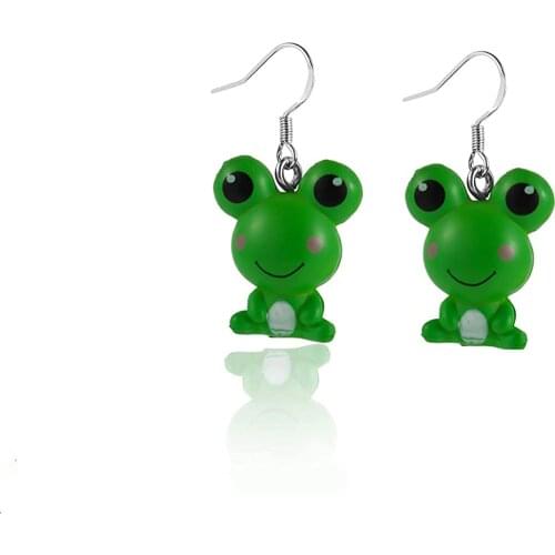Funny Frog Animal Dangle Earrings for Women Girls Resin Cute Sweet Creative Charm Cartoon Drop Earrings Jewelry New Gifts