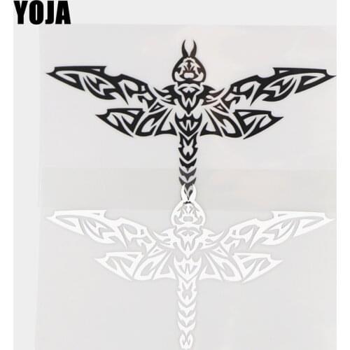 YOJA 17×9.6CM Vinyl Decal Gorgeous Dragonfly Cartoon Animals Pattern Car Stickers Black/Silver 19C-0465