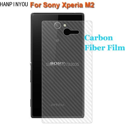 For Sony Xperia M2 Aqua / Dual 4.8" Durable 3D Anti-fingerprint Transparent Carbon Fiber Back Film Screen Protector Rear Cover