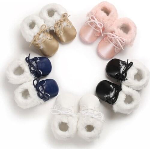 Focusnorm 5 Colors 0-18M Winter Boy Girls Baby Soft Sole Snow Boots Warm Crib Toddler Anti-Slip Shoes Toddler Boots Prewalker