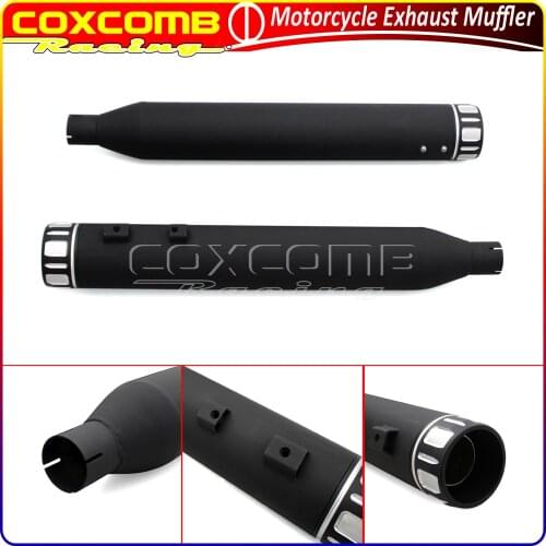 1Pair Motorcycle BlacK/Chrome Exhaust Muffler Slip On Silencer Pipe For Harley Touring Road King Street Glide Fat Bob 1995-up