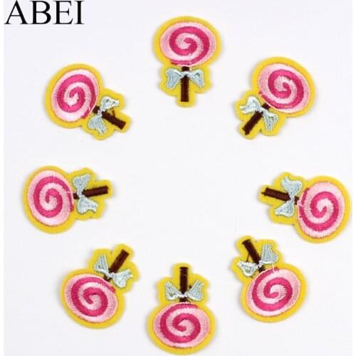 10pcs Cartoon Lollipop Patch Iron On Embroidery Apparel Stickers DIY Jeans Bags Appliques Sew On Garments Badge
