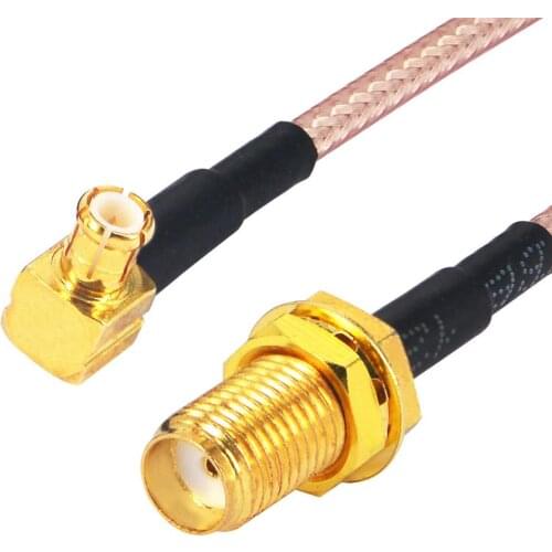 100 Pieces SMA female bulkhead to MCX male rightangle RF cable assembly RG316 20cm