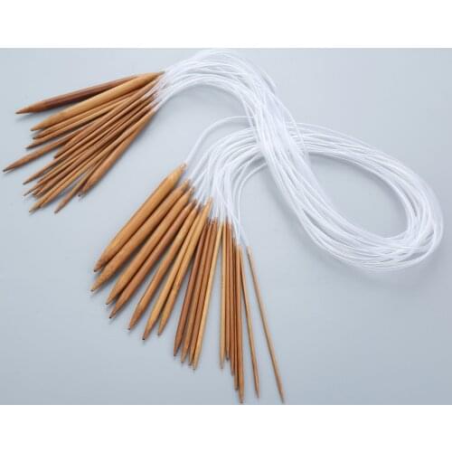 18 Pcs 100cm 39" Plastic Tube Bleached Bamboo Circular Knitting Needles Crochet Hooks for Yarn Weave Crafts Handmade Sewing DIY