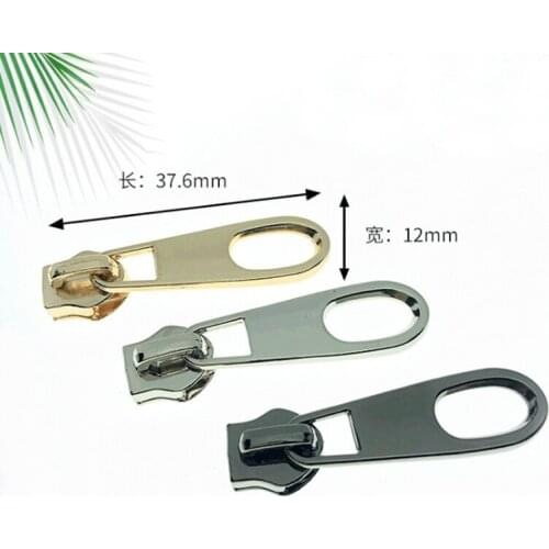 20 pieces 12*37.6 MM Luggage Handbags Metal Hardware Accessories Long Round Hole Pull Tab Nylon Zipper Puller Zipper Sliders