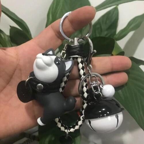 2021 Anime Figure Dog Keychain Hand-painted Craft Dog Bull Terrier Keychain PVC Vinyl Animal Figure Trinkets for Car Keychain