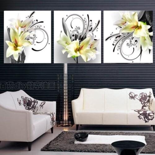 3 Panel pictures About Lily Abstract Oil Painting Cuadros Canvas Printings Wall Art Picture For Living Room Home Decor No Frame